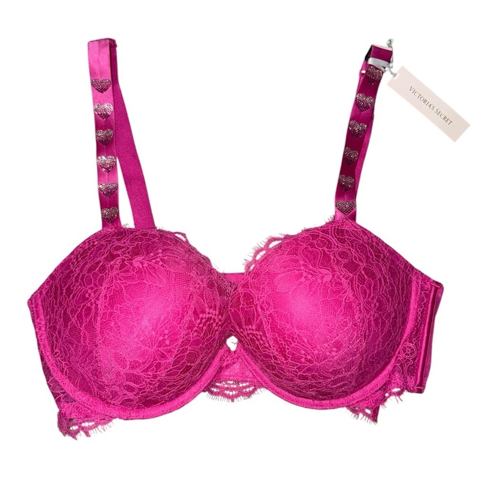 Victoria’s Secret NWT pink heart diamond Very Sexy push-up bra women’s size 38D